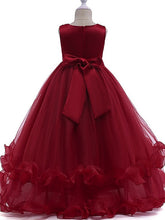 Long Princess Round Cotton Junior Bridesmaid Dress Tulle Flower Girl Dresses-27dress